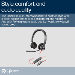 POLY Blackwire 3320 Stereo Microsoft Teams Certified USB-C Headset +USB-C/A Adapter
