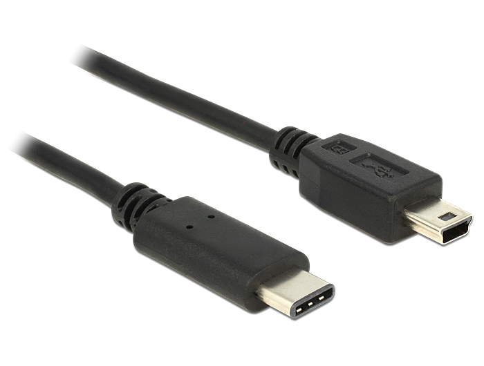 Image of DeLOCK 0.5m, USB2.0-C/USB2.0 Mini-B USB cable Mini-USB B USB C Black