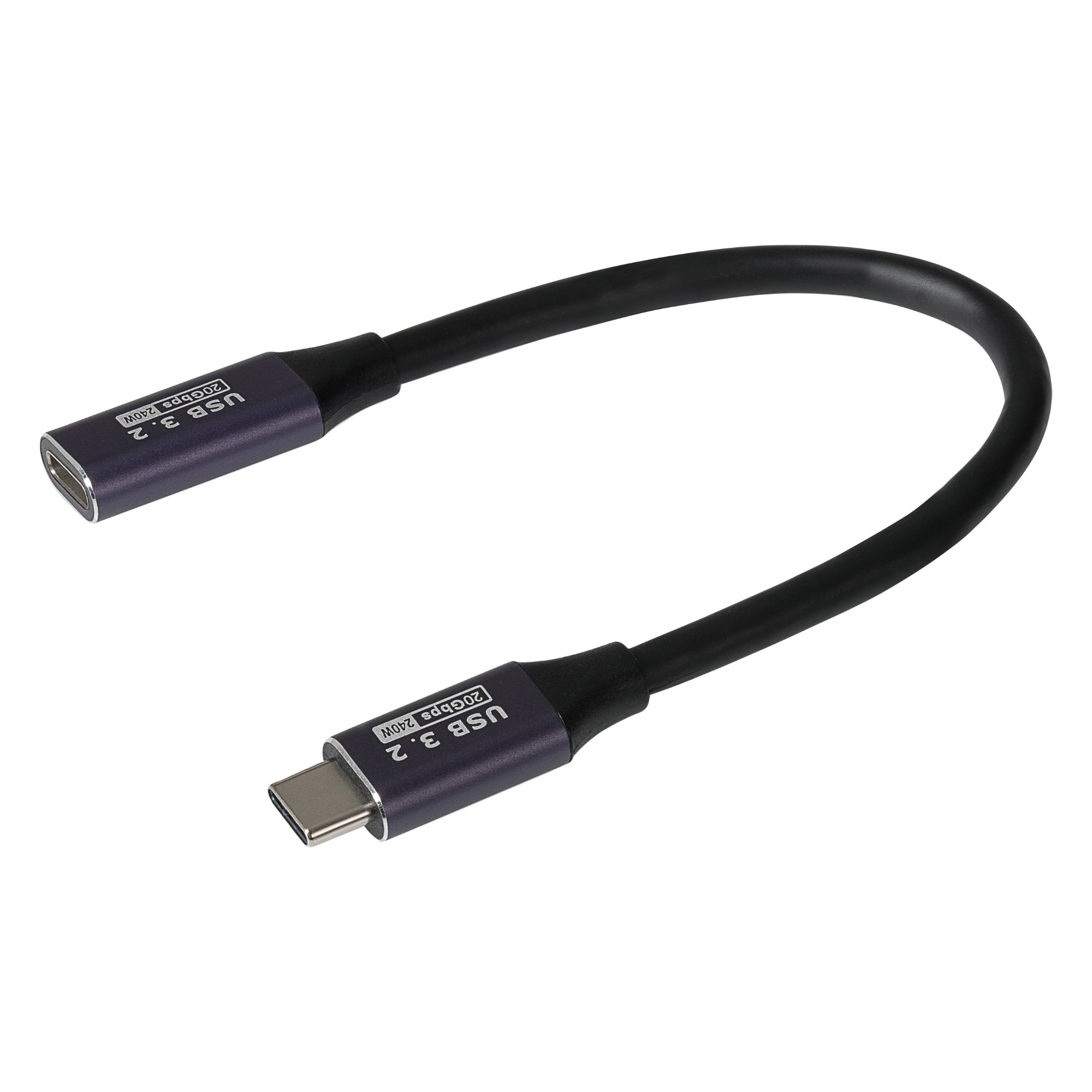 Maplin USB-C to USB-C Female Extension Cable V3.2 20Gbps 240W - 0.2m