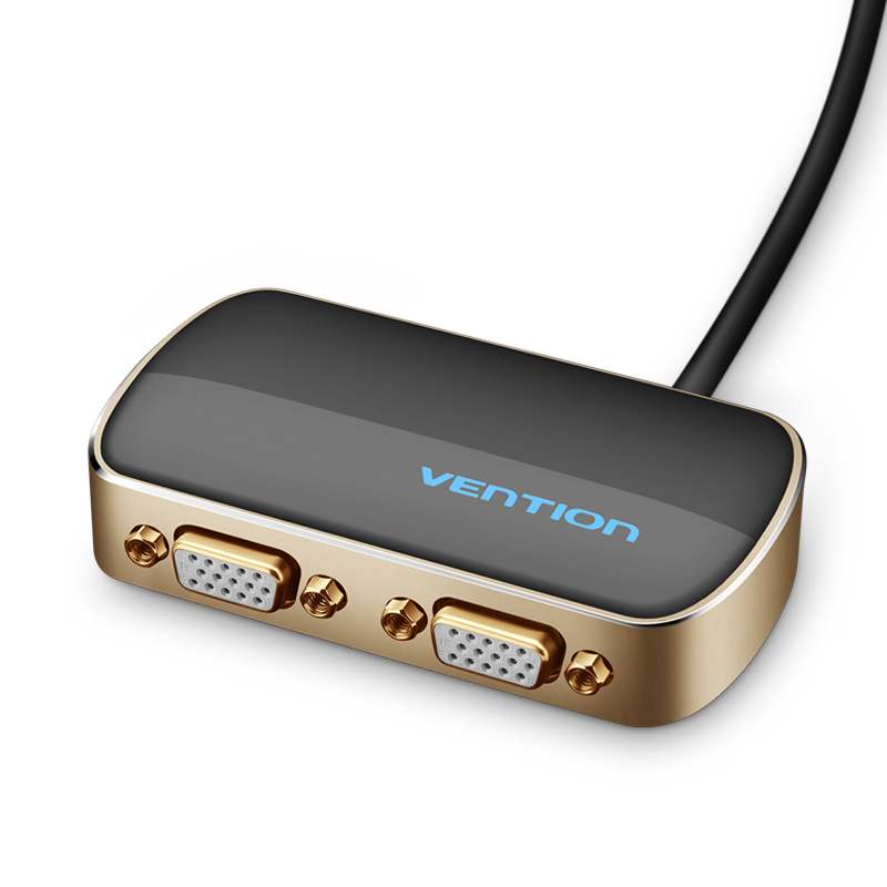 Vention 1 In 2 Out VGA Splitter Black Aluminium Alloy Type