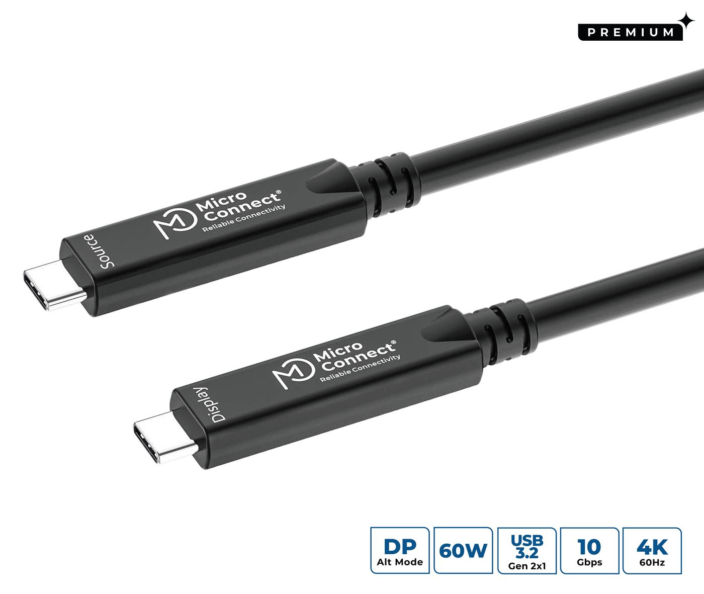 Microconnect USB-C to USB-C cable 20m. Premium fiber. Bidirectional. 1