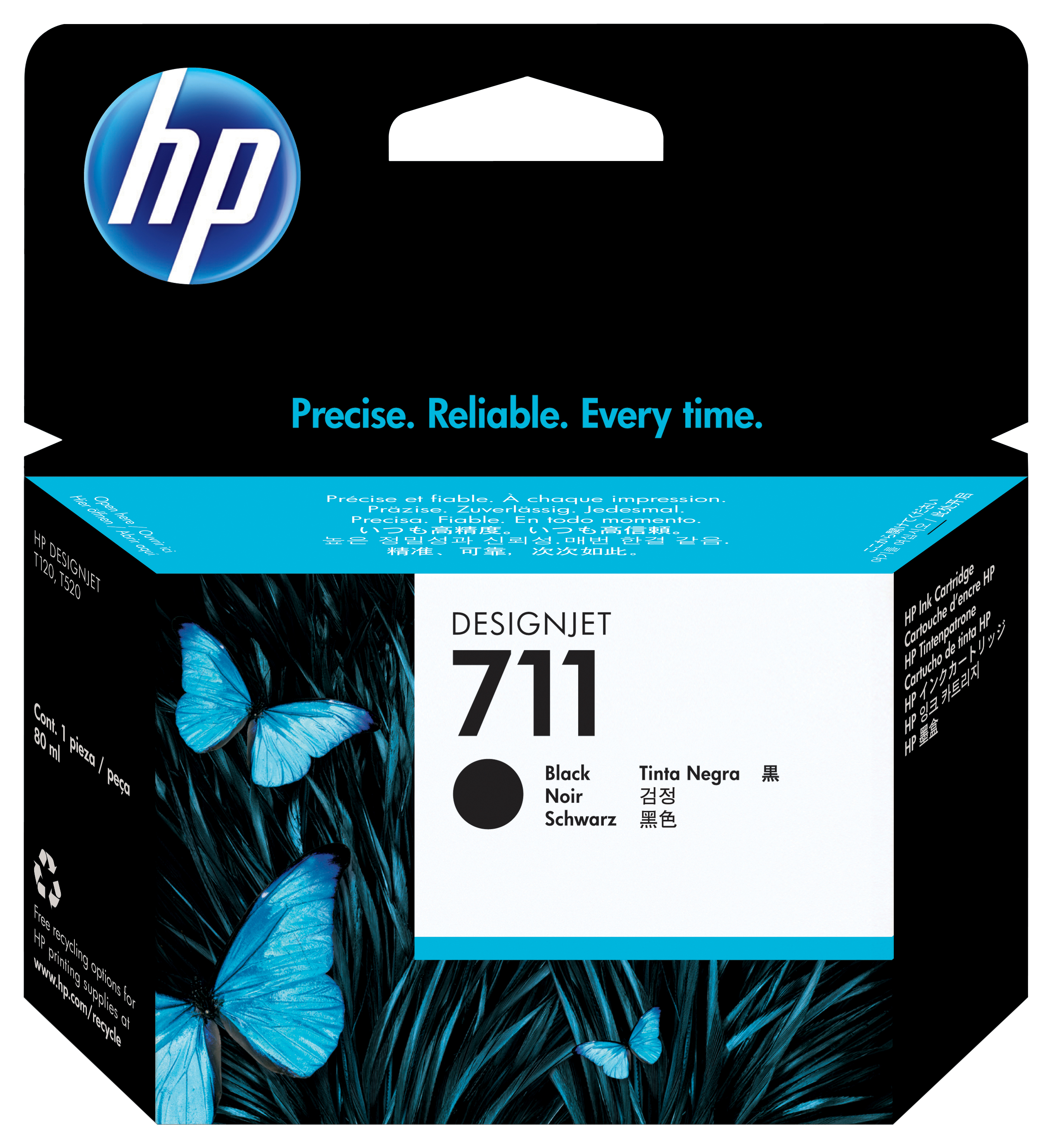 Image of HP CZ133A/711 Ink cartridge black 80ml for HP DesignJet T 520