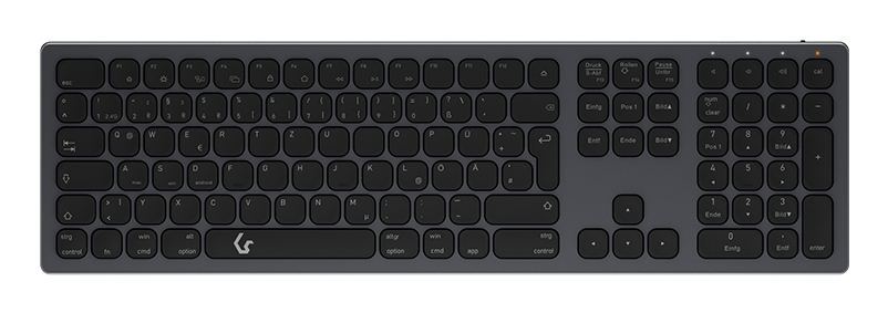 KeySonic KSK-8023BTRF (DE) keyboard Universal Bluetooth QWERTZ German Anthracite, Black