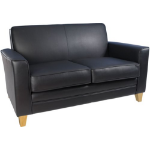 Teknik Newport 2 Seater Leather Faced Reception Sofa Black - N3562 DD