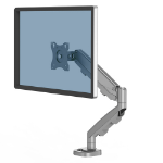 Fellowes Eppa Single Monitor Arm - Monitor Mount for 8KG 40 inch Screens - Ergonomic Adjustable Monitor Arm Desk Mount - Tilt 90Â° Swivel 360Â° Rotation 360Â°, VESA 75 x 75/100 x 100 - Silver