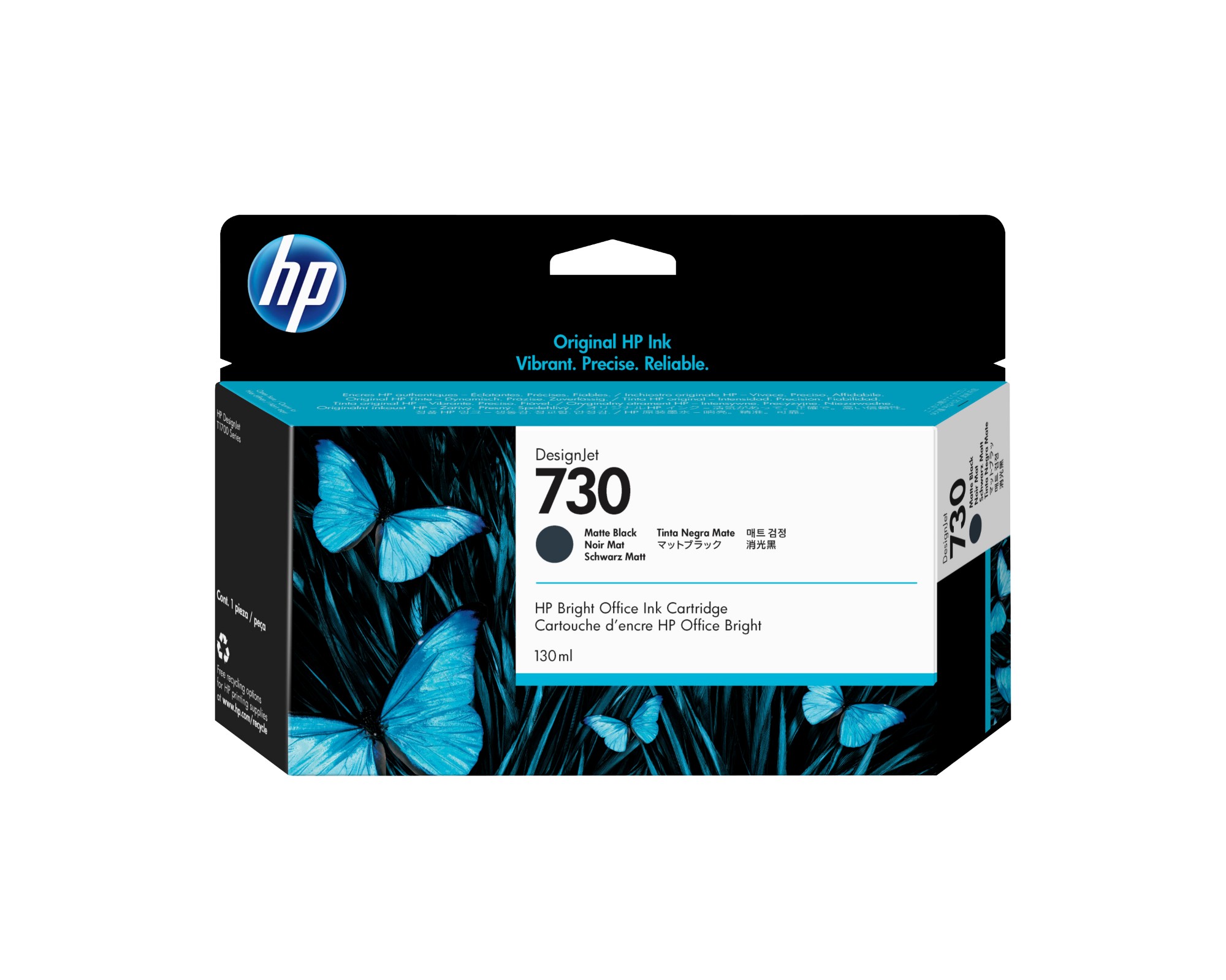 HP P2V65A/730 Ink cartridge black matt 130ml for HP DesignJet T 1600/1700/940