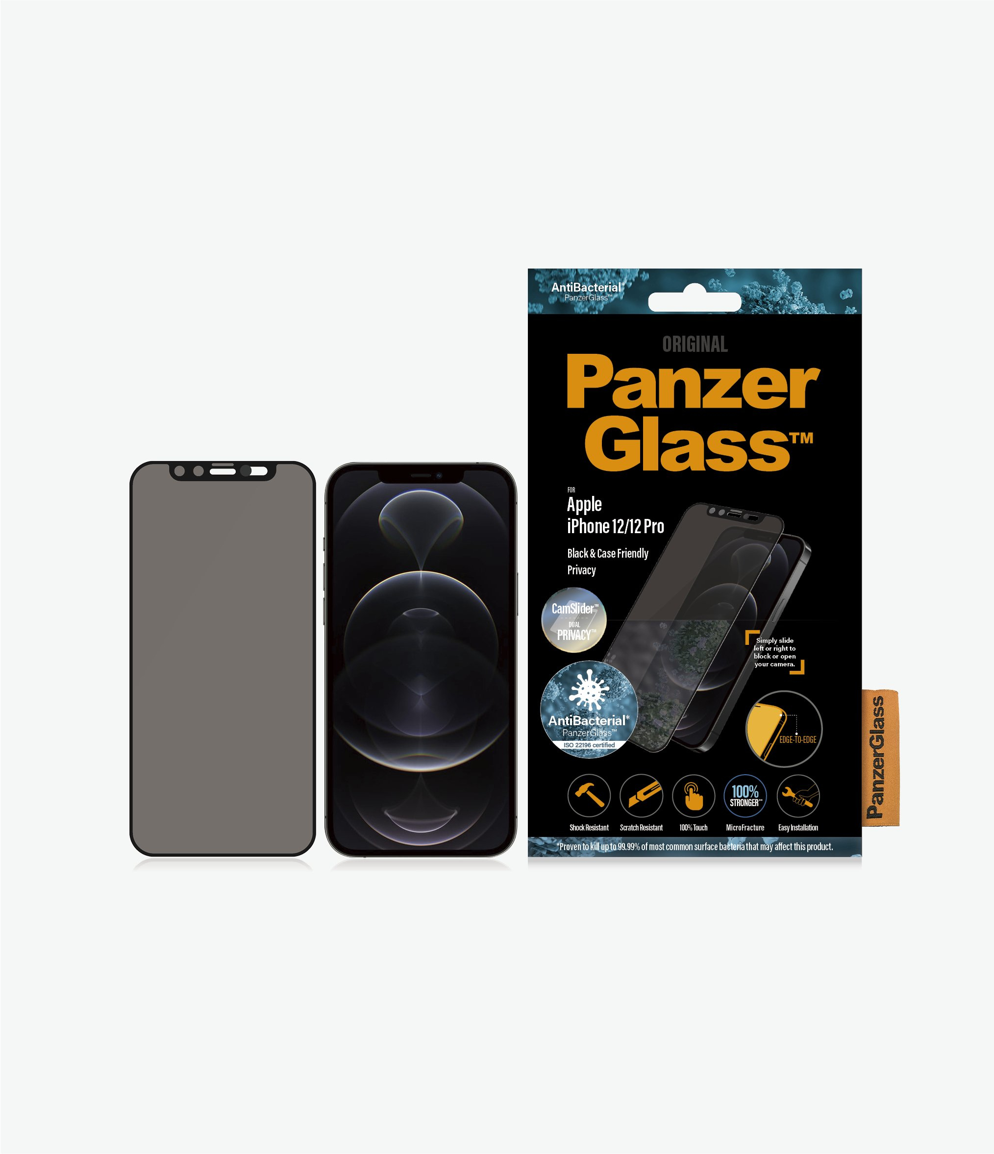 PanzerGlass Apple iPhone 12/12 Pro Edge-to-Edge Privacy Camslider...