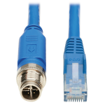 Tripp Lite NM12-602-01M-BL M12 X-Code Cat6 1G UTP CMR-LP Ethernet Cable (M12 M/RJ45 M), IP68, PoE, Blue, 1 m (3.3 ft.)