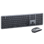connektgear KB238 Wireless Multimedia UK Layout Keyboard &amp; 5 Button Optical Mouse - Silver With Black Keys