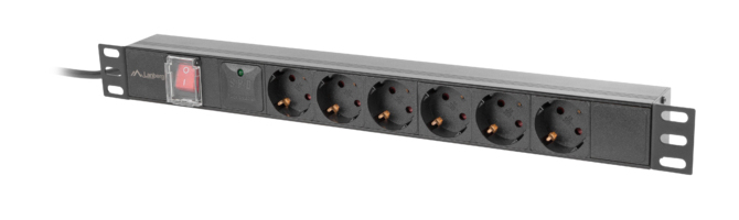 Lanberg PDU-06F-0200-BK power distribution unit (PDU) 6 AC outlet(s) 1U Black