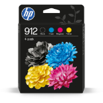 HP 6ZC74AE/912 Ink cartridge multi pack Bk,C,M,Y, 4x300 pages 17.08ml 8,3ml + 3x2,9ml Pack=4 for HP OJ Pro 8010/e/8020