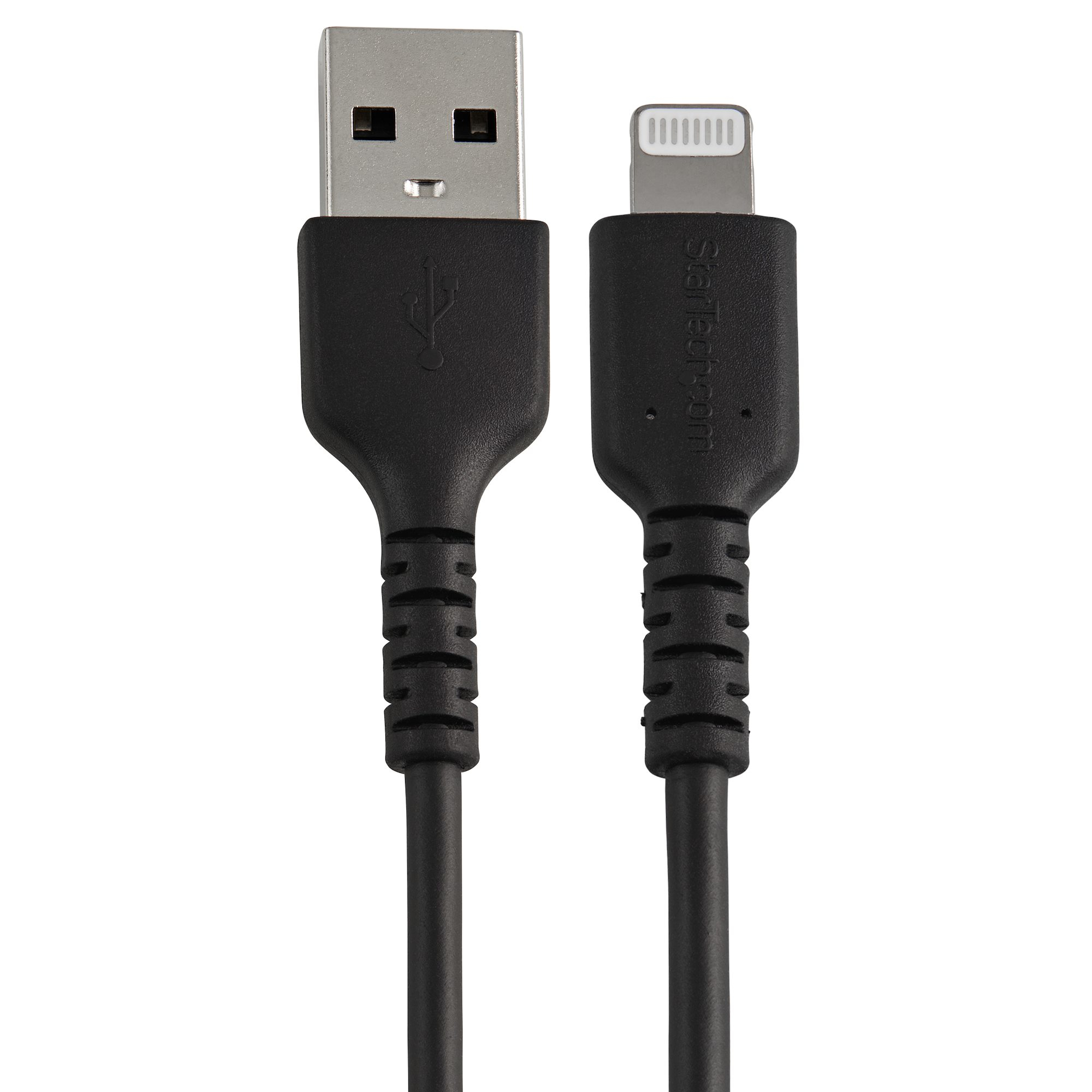 StarTech.com 30cm Durable USB A to Lightning Cable - Black USB Type A to Lightning Connector Charge & Sync Power Cord - Rugged w/Aramid Fiber - Apple MFI Certified - iPad Air iPhone 12