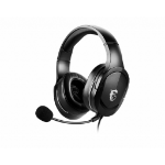 MSI IMMERSE GH20 Gaming Headset '3.5mm inline with audio splitter accessory, Black, 40mm Drivers, Unidirectional Mic, PC & Cross-Platform Compatibility'