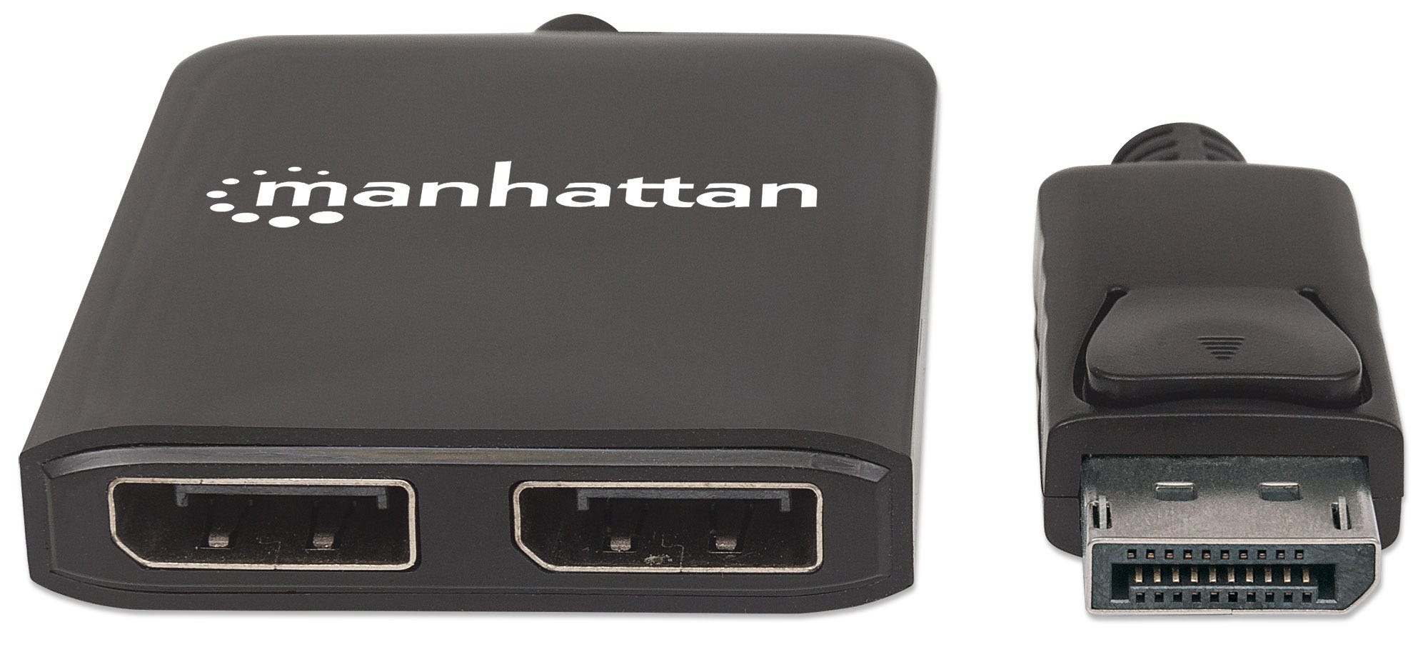 Manhattan DisplayPort to 2-Port DisplayPort Splitter Hub with MST, 4K@30Hz, USB-A Powered, Video Wall Function, Black, Blister