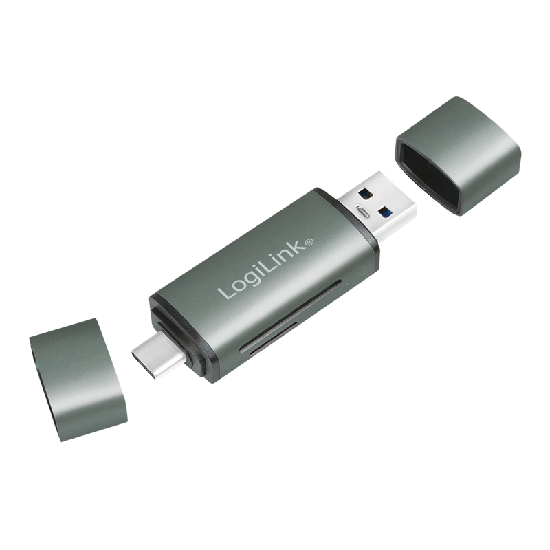 LogiLink USB 3.0 Cardreader, USB-A / USB-C, SD/ microSD, aluminum