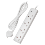 Maplin 4 Socket Extension Lead 4 Gang 240V/50Hz 13A Neon Indicator - White, 2m