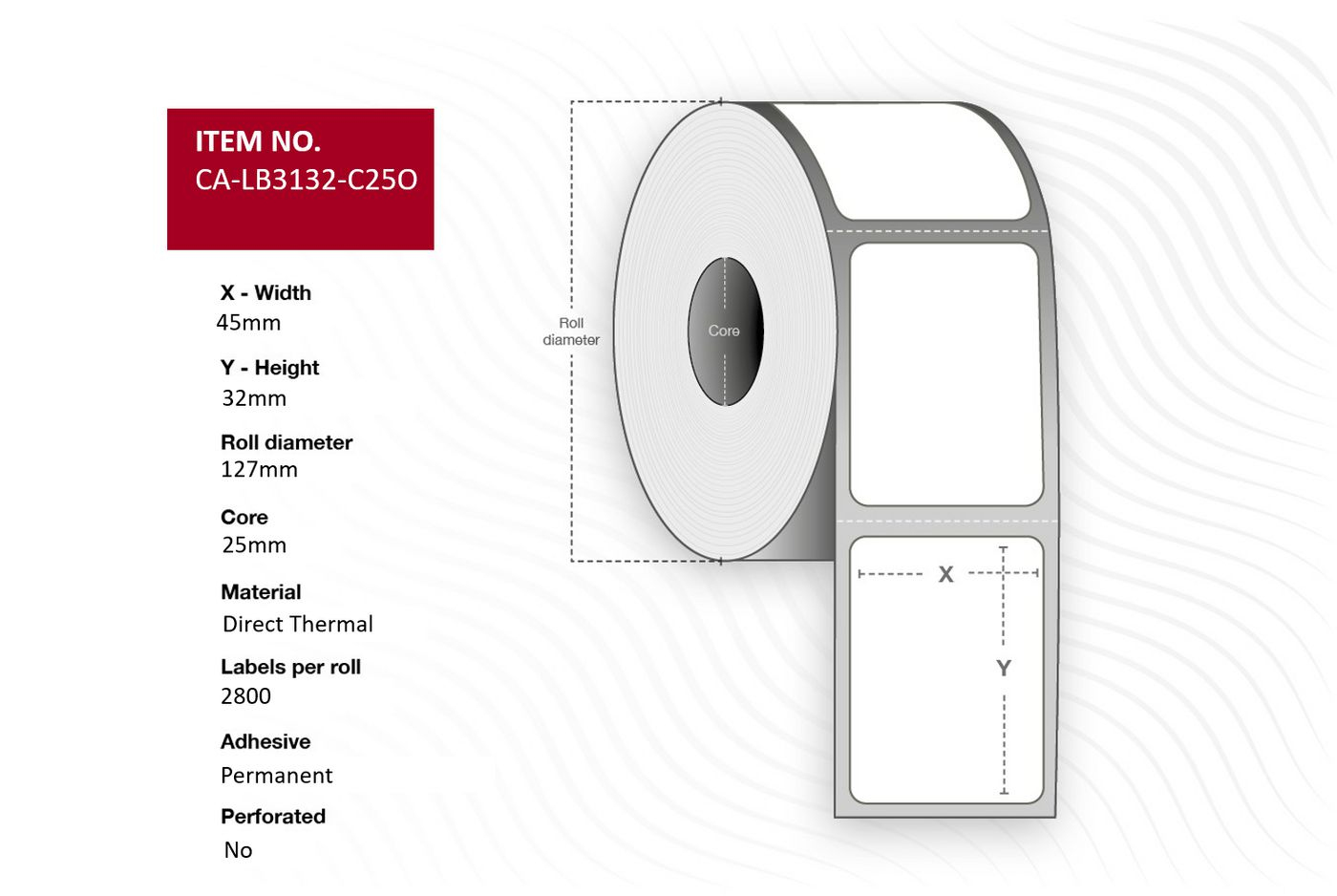 Capture CA-LB3132-C25O printer label