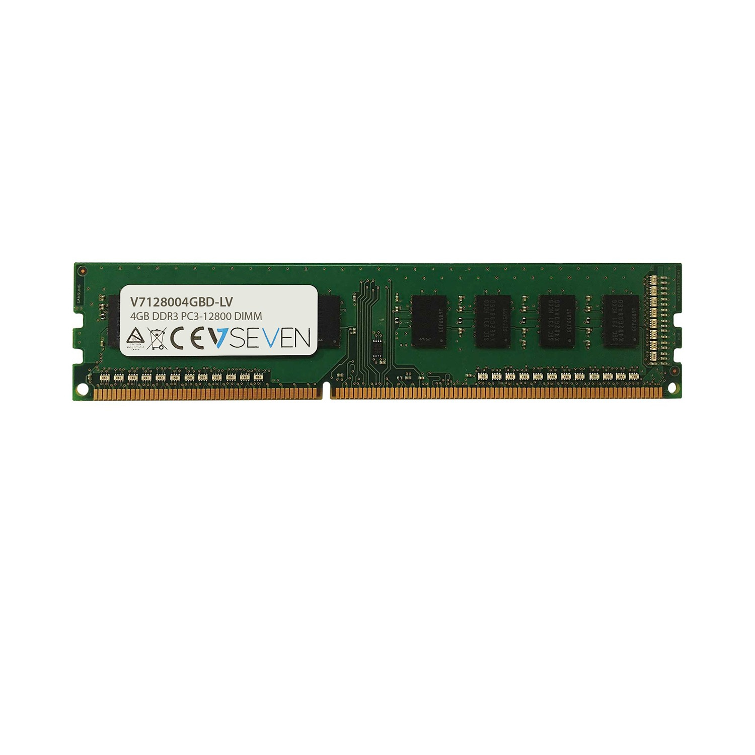 Image of V7 4GB DDR3 PC3L-12800 - 1600MHz DIMM Desktop Memory Module -...