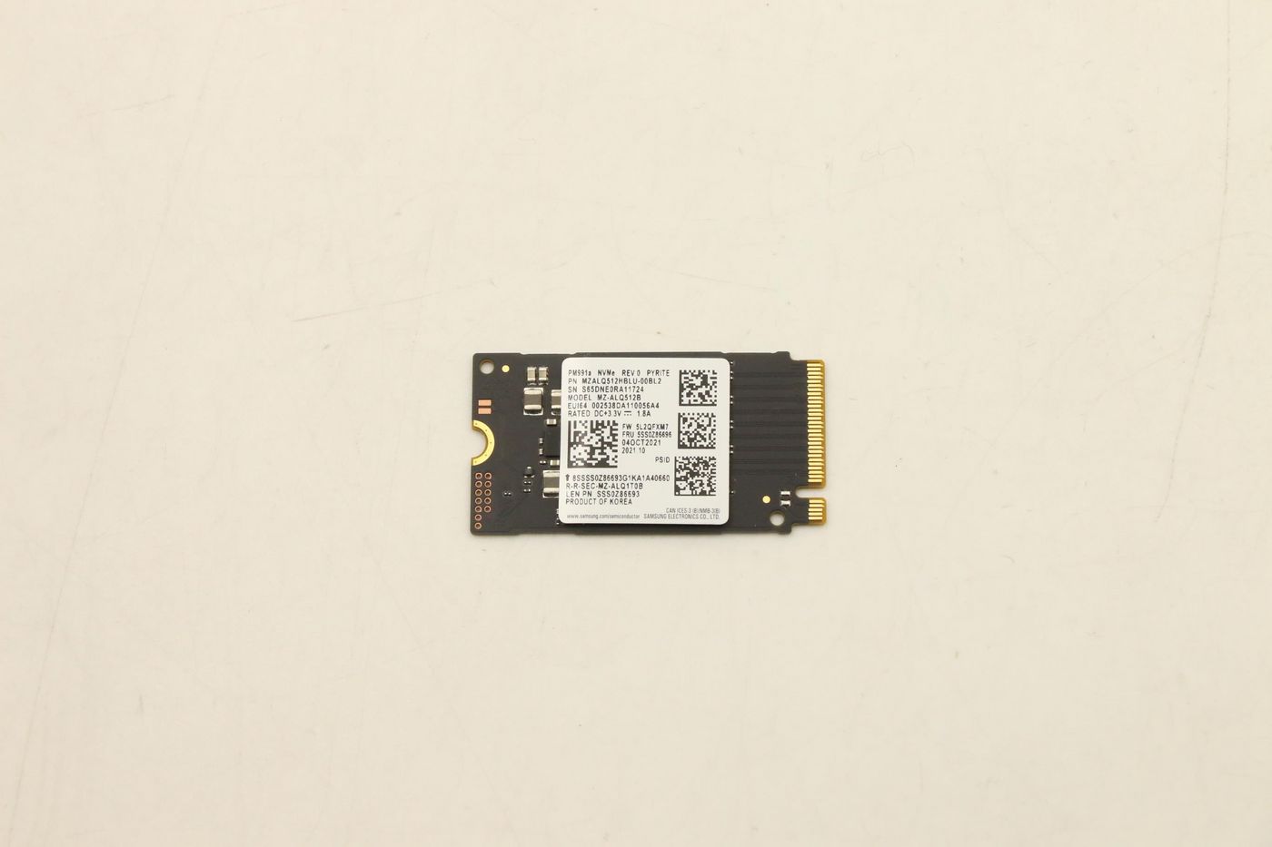 Photos - Other for Computer Lenovo Samsung PM991A 512GB MZALQ512HBLU-00BL2 M.2 PCIe 2242 gen3*4 SS 5SS 