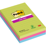 Post-It Super Sticky Notes 102x152mm Ruled 90 Sheets Ultra Colours (Pack 3) 660-3SSUC - 7100235020