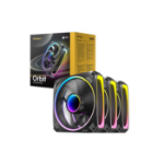 Antec Orbit 120 ARGB 3PK, Extreme Lighting 4 sides & Mirror inward Effect, PWM, 28MM Thickness Focus Airflow 66.72 CFM, FDB 9 Blades. Woven cable Fan