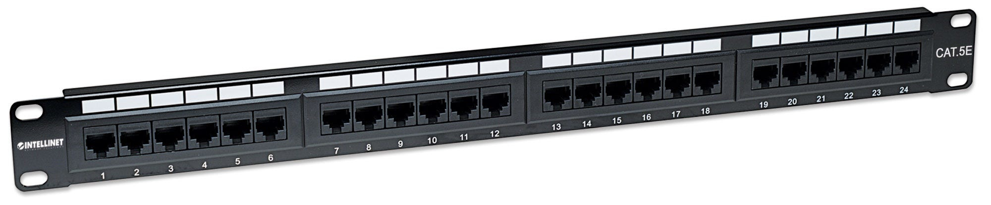 Intellinet Patch Panel, Cat5e, UTP, 24-Port, 1U, Black