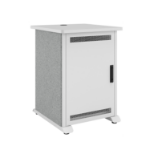 Middle Atlantic Forum ForumTM Side Cart Rack, 12RU, 27" Deep, Wilsonart® Designer White, White Powdercoat, Silver Gray Felt