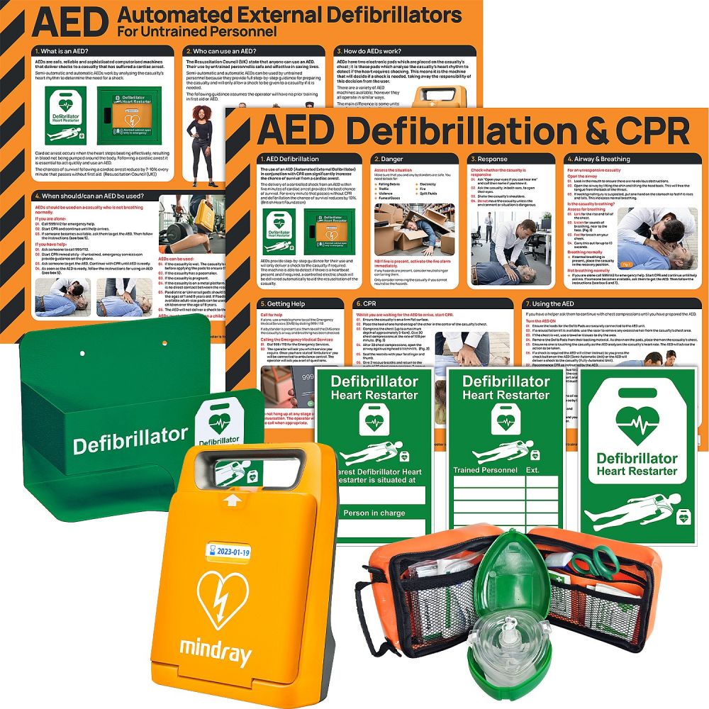 Mindray C1A Fully Automatic AED Bundle with Wall Bracket 36721J