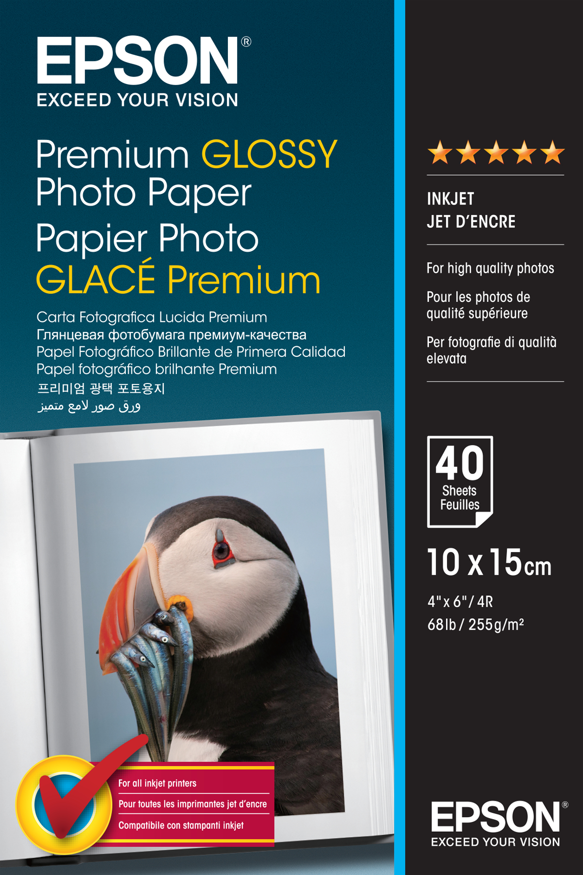 Image of Epson Premium Glossy Photo Paper - 10x15cm - 40 Sheets