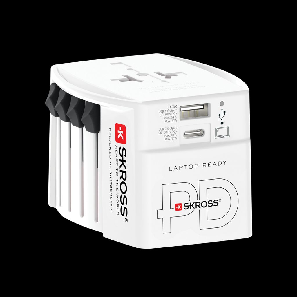 EU Product - Universal Travel Adapter with USB-A/USB-C 30W PD