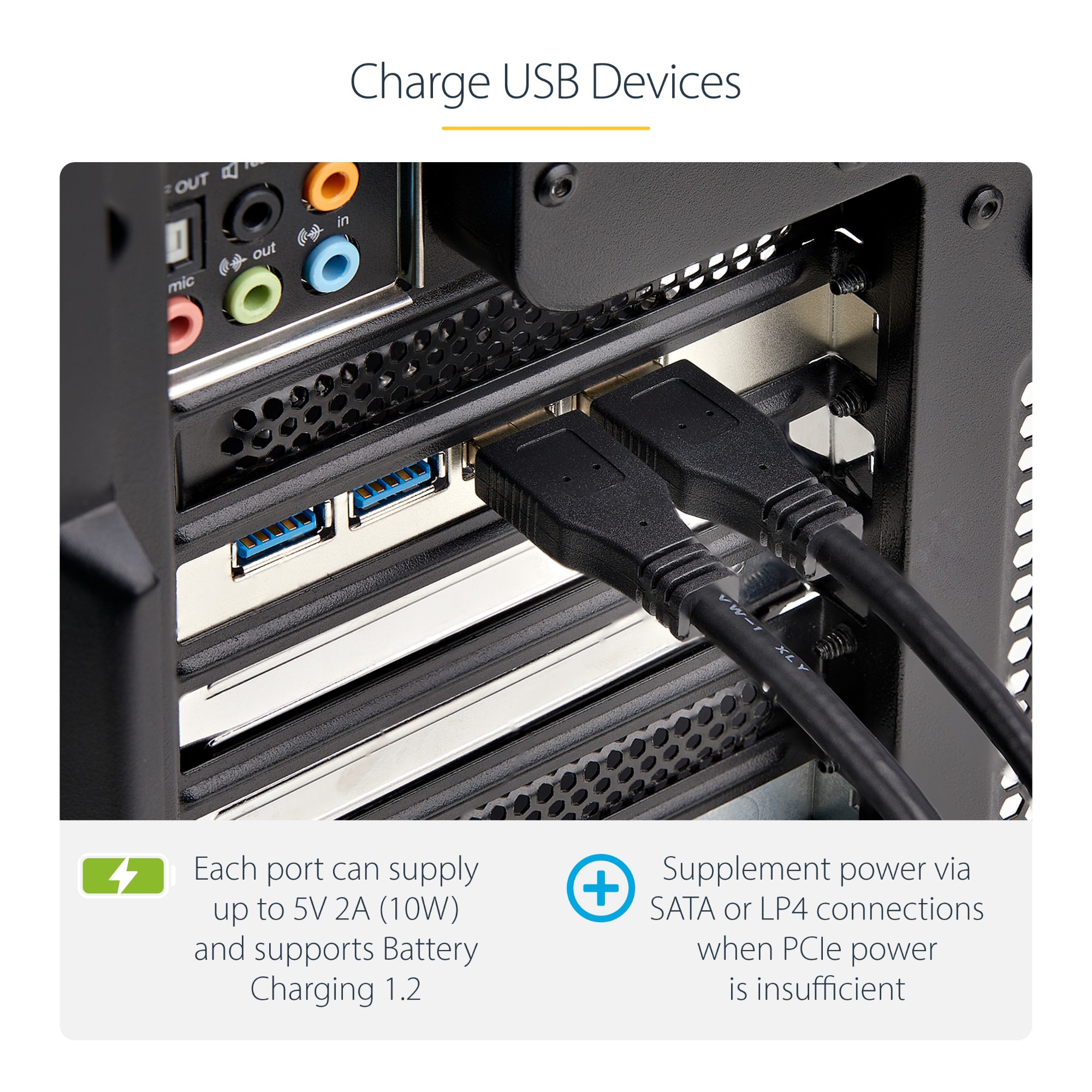 StarTech.com 4-Port USB PCIe Card, USB 3.2 5Gbps, PCI Express Expansion Card with 4x Independent USB Controllers, 4x USB-A Ports, Windows/macOS/Linux