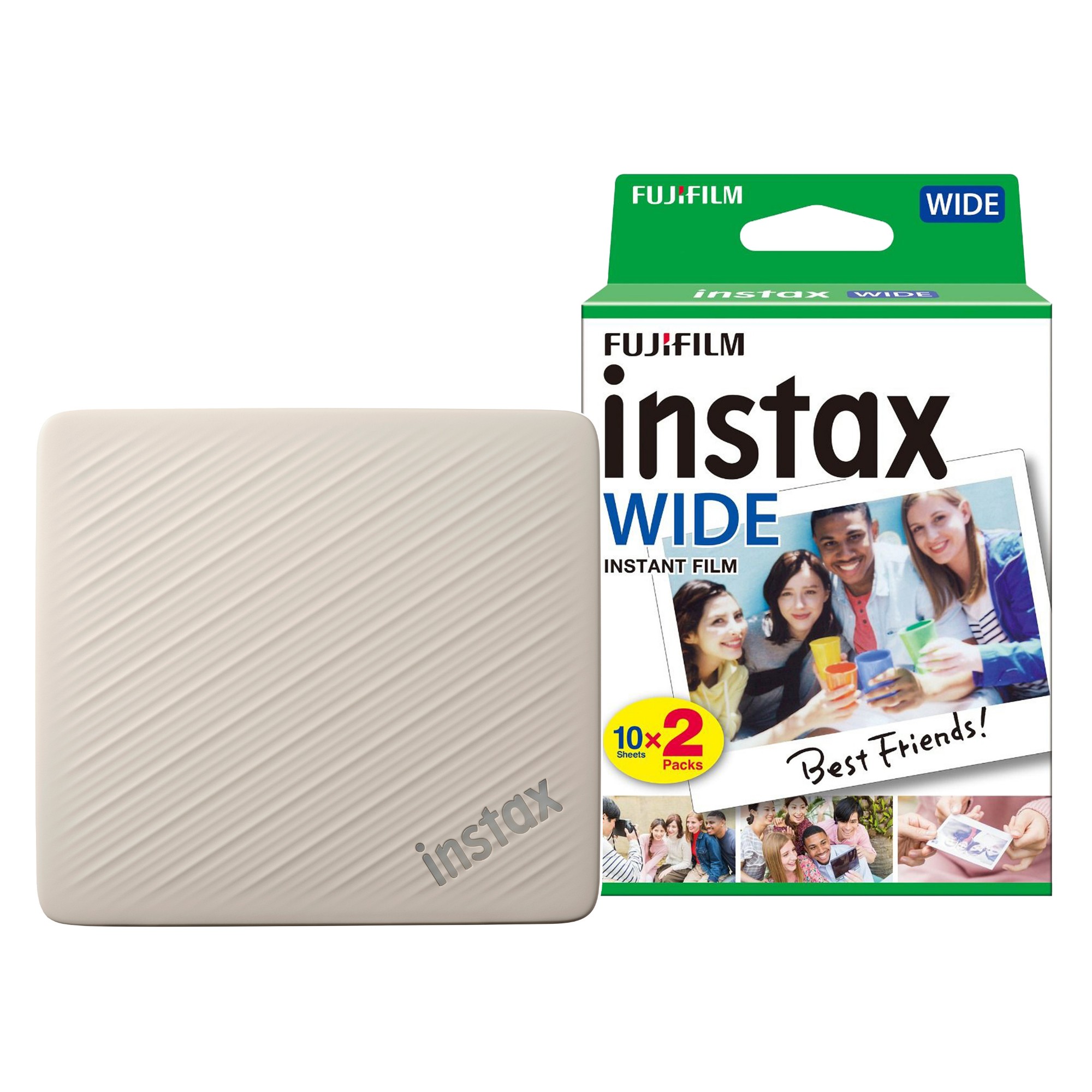 Fujifilm Instax Link Wide 2 Wireless Smartphone Photo Printer - Beige (Printer + 20 Shot Pack)