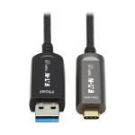Tripp Lite U428F-15M-D3 USB-A to USB-C AOC Cable (M/M) - USB 3.2 Gen 2 (10Gbps) Plenum-Rated Fiber Active Optical - Data Only, Black, 15 m (49 ft.)