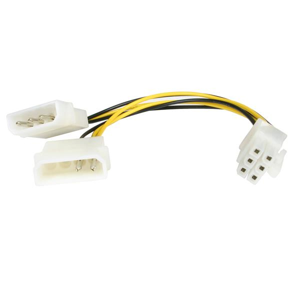 Image of StarTech.com 6in LP4 to 6 Pin PCI Express Video Card Power Cable...