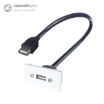 connektgear 0.35m AV Snap-In USB 2 Type A Module 25 x 50mm - Socket to Socket - White -