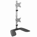 StarTech.com Vertical Dual Monitor Stand - Ergonomic Desktop Stacked Two Monitor Stand up to 27 inch VESA Mount Displays - Free Standing Universal Monitor Mount - Height Adjustable - Silver