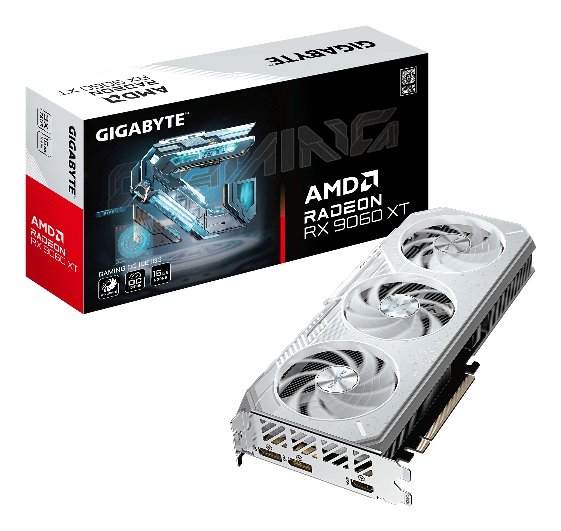 GIGABYTE GAMING Radeon RX 9060 XT OC ICE 16G Graphics Card - 16GB GDDR