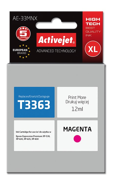 Activejet AE-33MNX ink (replacement for Epson 33XL T3363; Supreme; 12 ml; magenta)