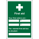 SECO by Stewart Superior SECO Safe Procedure Safety Sign First Aiders Semi Rigid Plastic 200 x 300mm - KS008SRP200X300
