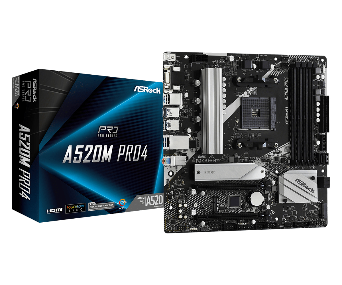 Image of Asrock A520M Pro4 Socket AM4 micro ATX