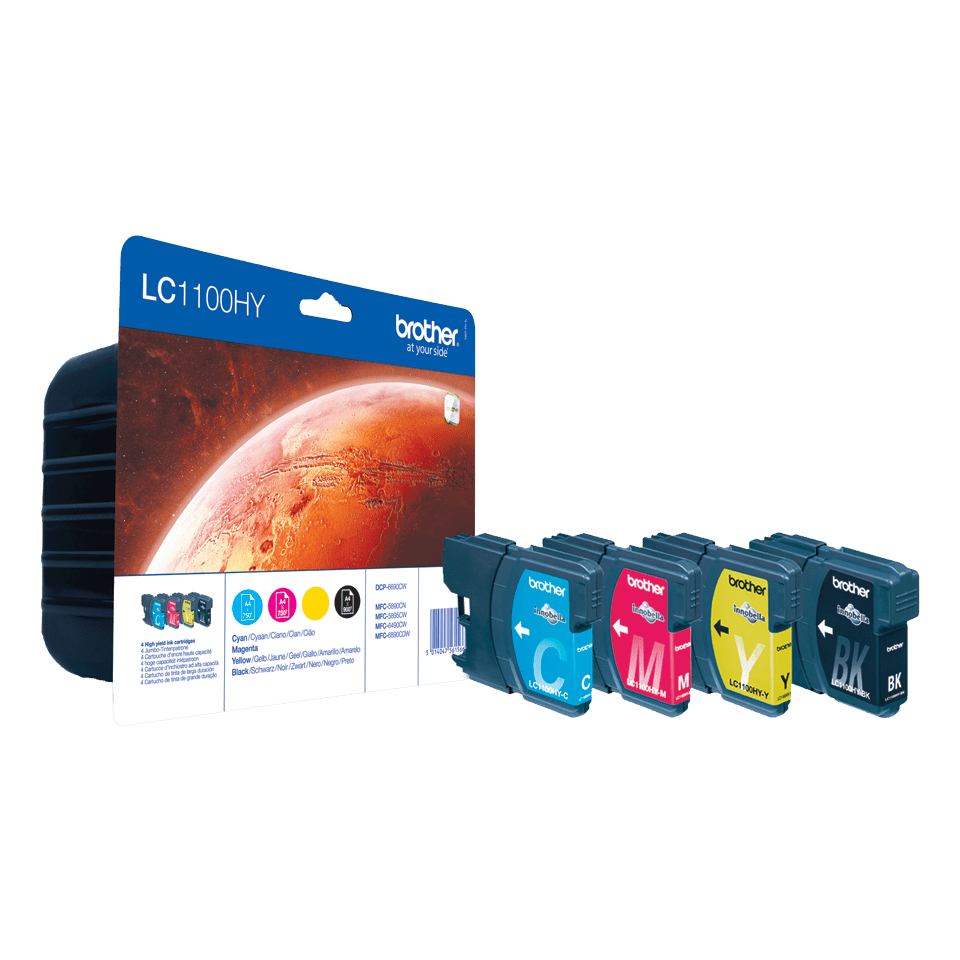 Image of Brother LC-1100HYVALBPDR Ink cartridge multi pack Bk,C,M,Y Blister...