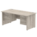 Dynamic Impulse W1600 x D800 x H730mm Straight Office Desk Panel End Leg With 2 x 2 Drawer Double Fixed Pedestal Grey Oak Finish - I003478 DD