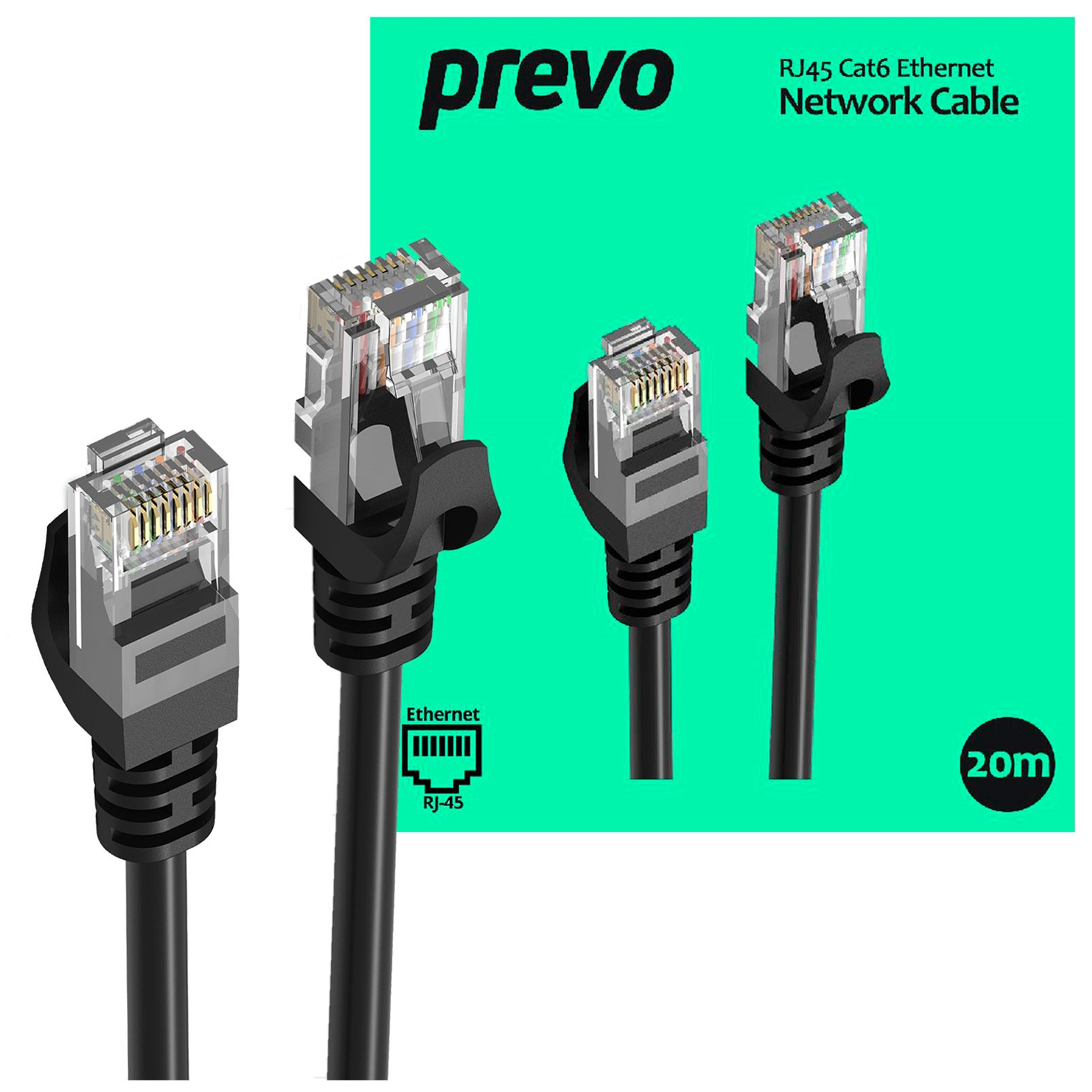 Image of PREVO CAT6-BLK-20M networking cable Black