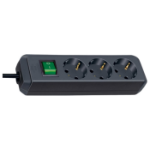 Brennenstuhl Eco-Line with switch and 1,5 mmÂ² Ã˜ cable power extension 5 m 3 AC outlet(s) Black