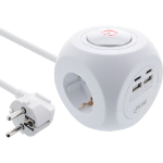 InLine Charging Cube, 3x earthing contact, 2x USB-C, 2x USB-A, white, 2m