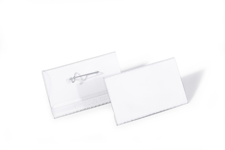 Durable Pin Name Badge 40x75mm Clear (Pack of 100) 8008