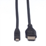 ROLINE HDMI High Speed Kabel mit Ethernet, HDMI M - Micro HDMI M 2,0m
