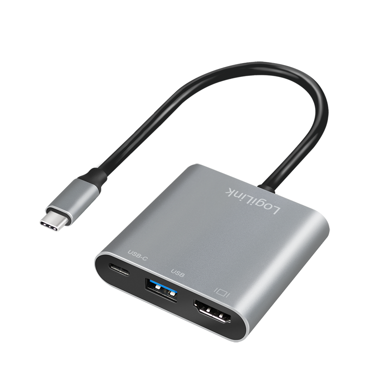 Image of LogiLink 0.15M USB TYPE C TO USB TYPE C, HDMI & USB 3.0 ADAPTER