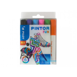 Pilot Pintor Fun marker 6 pc(s) Bullet tip Black, Light Blue, Lime, Orange, Pink, Violet
