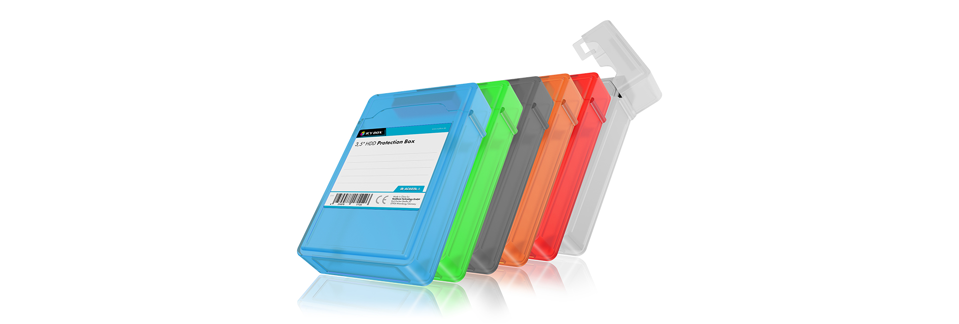 Image of ICY BOX IB-AC602b-6 Pouch case Plastic Blue, Green, Grey, Orange,...